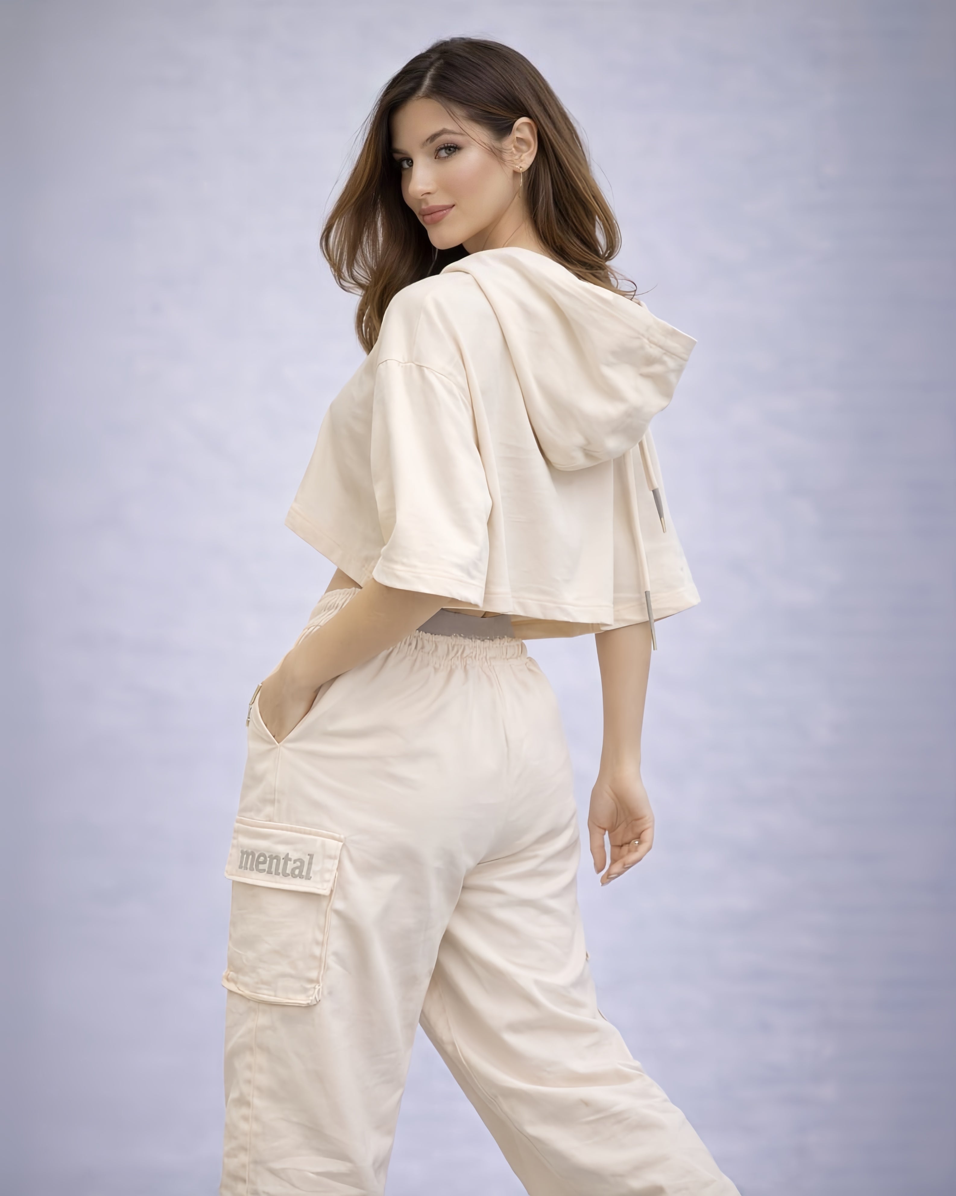 Ivory Special Sport Two Piece Pant Set Chic Look With Stretchy 100 Percent Polyester