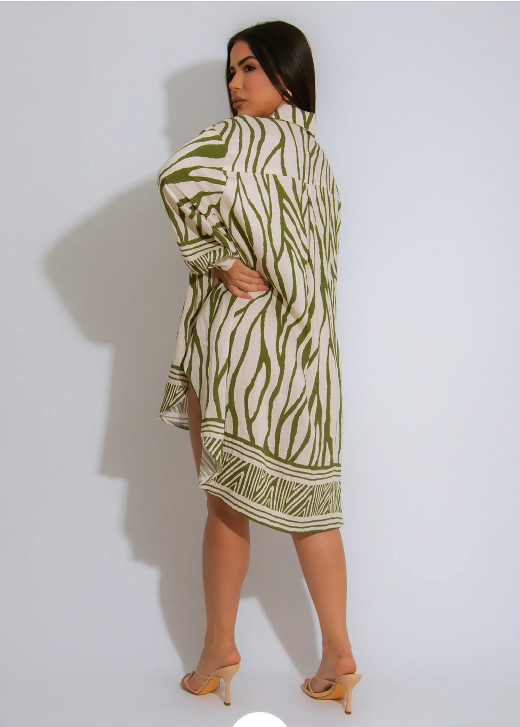Brezze Styles Green Mini Dress Italian 100 Percent Chiffon No Stretch One Size Elegant Event Dress