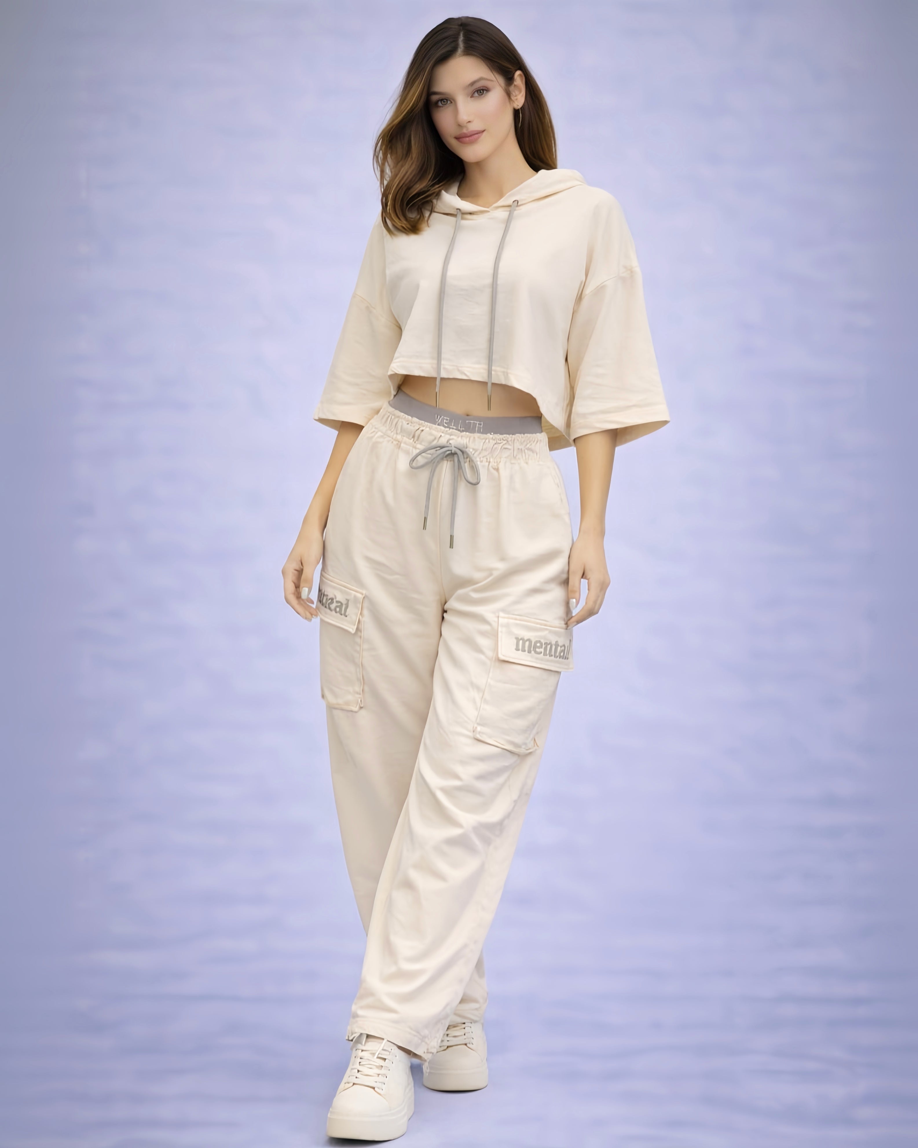 Ivory Special Sport Two Piece Pant Set Chic Look With Stretchy 100 Percent Polyester