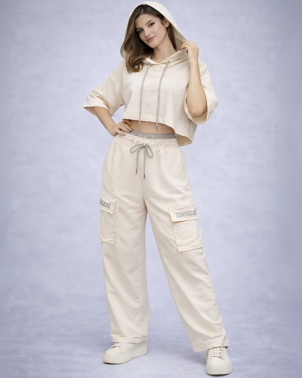 Ivory Special Sport Two Piece Pant Set Chic Look With Stretchy 100 Percent Polyester