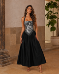 Bold Black Safari Couture Maxi Dress