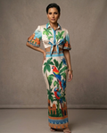 Tropical Print Crop Top & Maxi Skirt Set – Parrot Print Resort Outfit
