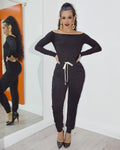 No Clues About Jogger Jumpsuit Black - Stretch Cotton Spandex For All Day Comfort And Flexibility