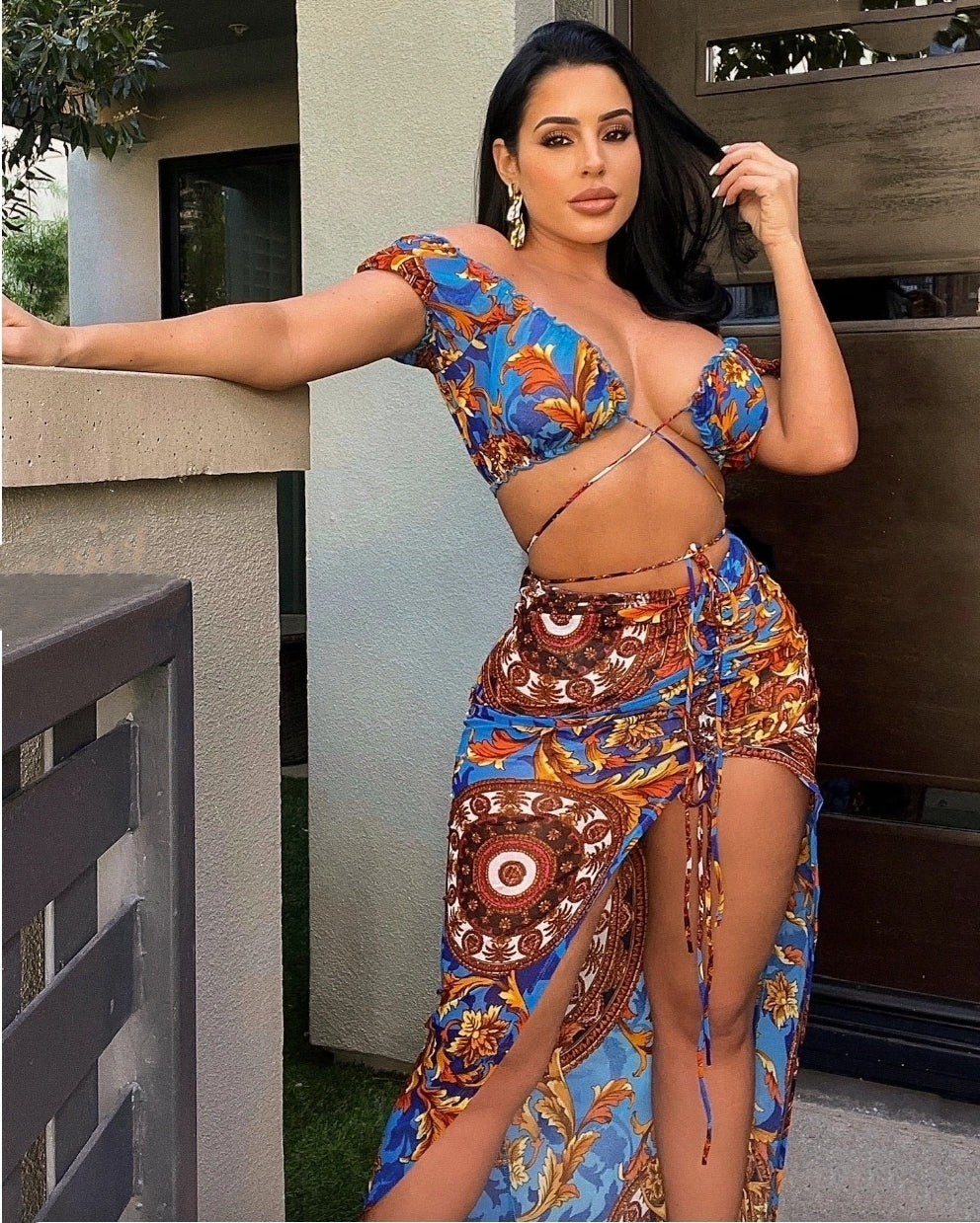 Irreplaceable Me Printed Skirt Set - Stretchy 100 Percent Mesh For All Day Comfort
