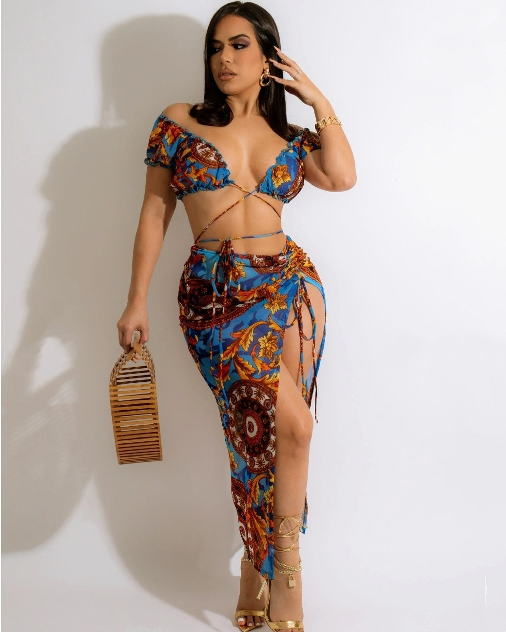 Irreplaceable Me Printed Skirt Set - Stretchy 100 Percent Mesh For All Day Comfort