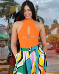 No Limits Off Bodysuit Orange Cotton Polyester Blend No Stretch Comfort Fit Easy Care