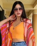 Close To You Crop Top Orange - Polyester Cotton Blend No Stretch For Everyday Comfort And Easy Styling