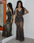 My Choice Is You Sequence Black Gown Dress - Stunning Maxi In Mesh And Polyester With No Stretch