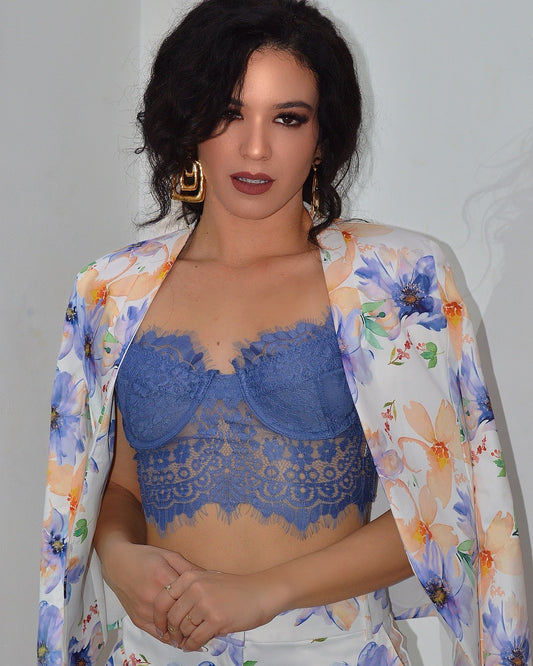 Kind Of Cute Lace Bralette Top Blue