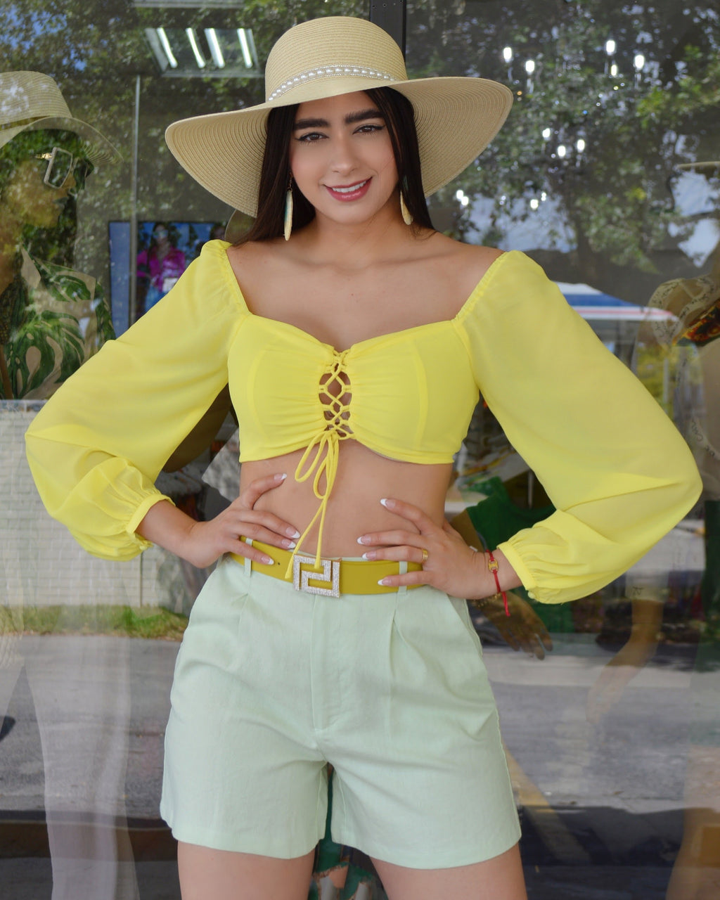 Keep Me Updated High Waist Shorts - Pure Linen No Stretch Mint Green For Flattering Fit