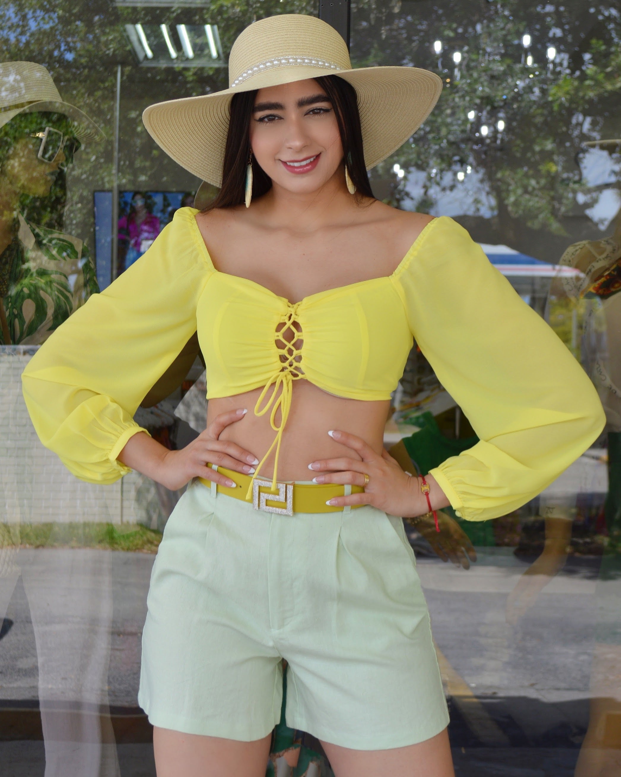 Keep Me Updated High Waist Shorts - Pure Linen No Stretch Mint Green For Flattering Fit