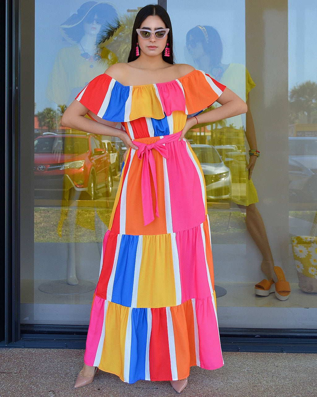 My Perfect Match Multicolor Maxi Dress - Bandage Dress With Rhinestone Embellishments