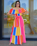 My Perfect Match Multicolor Maxi Dress - Bandage Dress With Rhinestone Embellishments