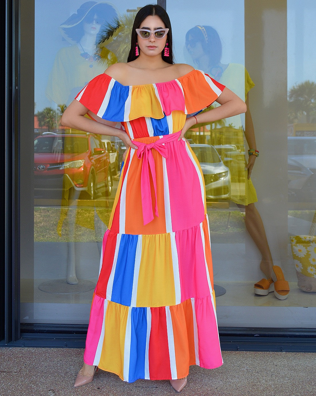 My Perfect Match Multicolor Maxi Dress - Bandage Dress With Rhinestone Embellishments