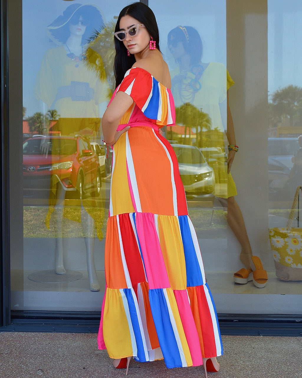 My Perfect Match Multicolor Maxi Dress - Bandage Dress With Rhinestone Embellishments