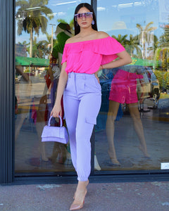 Sweet Girl In Town  Cargo Jogger Pants Ligth Purple