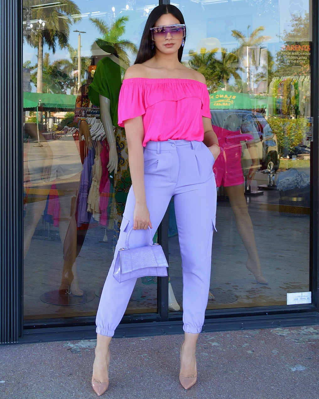 Sweet Girl In Town  Cargo Jogger Pants Ligth Purple