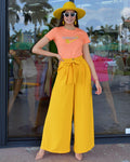 Set Me Free Palazzo Pants Mustard - Incredibly Well Fitting Pants With No Stretch For All Day Comfort