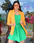 Urban Pulse My Attention Is Taken Now Blazer - Bold Orange Polyester No Stretch Statement Piece