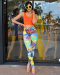 Keep In Touch Printed Leggings - One Size Viscose Fabric For All Day Comfort And Stretch