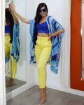 Beat The Heat Blue Cotton Summer Cover Up Lightweight Easy Care Polyester Cotton Blend No Stretch