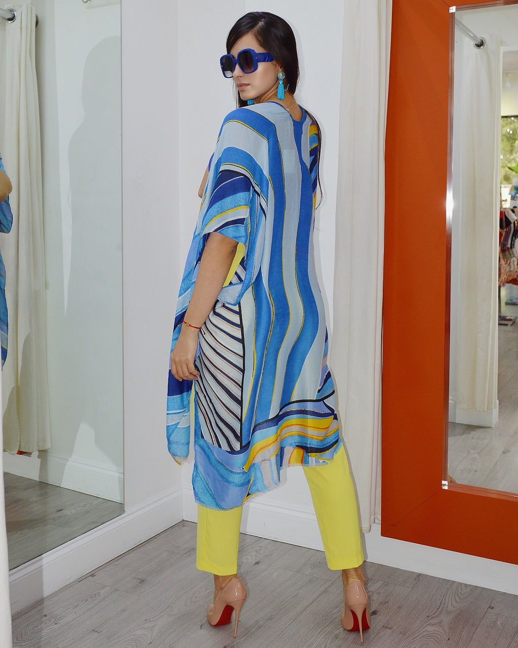 Beat The Heat Blue Cotton Summer Cover Up Lightweight Easy Care Polyester Cotton Blend No Stretch