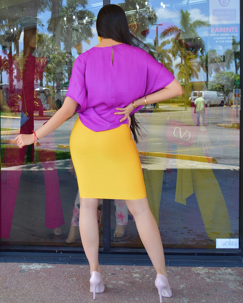 Stop Traffic Bandage Skirt  Yellow