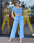 Free And Fresh Tensel Palazzo Pants Denim Tone - No Stretch For A Structured Flattering Fit