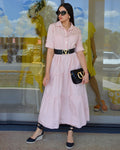 Ragazza Italian Cotton Maxi Shirt Dress - Blush Color One Size Fits Most 100 Percent Cotton