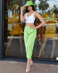Choose To Be Relax Italian Linen Pants Green - Pure Linen No Stretch One Size Fits Most