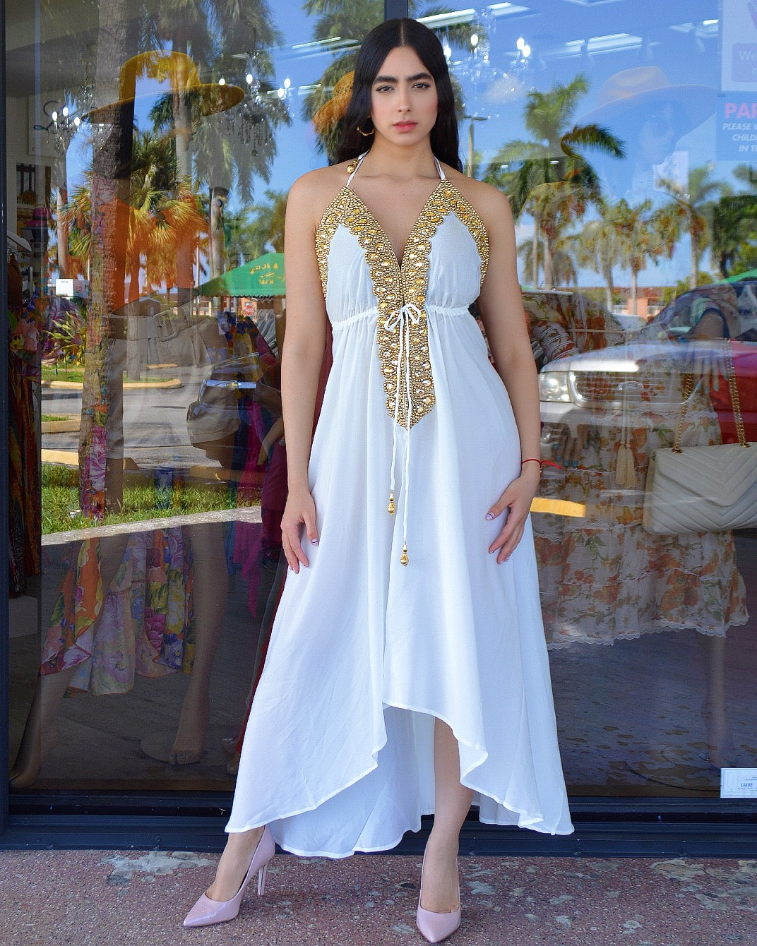 Exclusive Taste Embellished Maxi Dress White