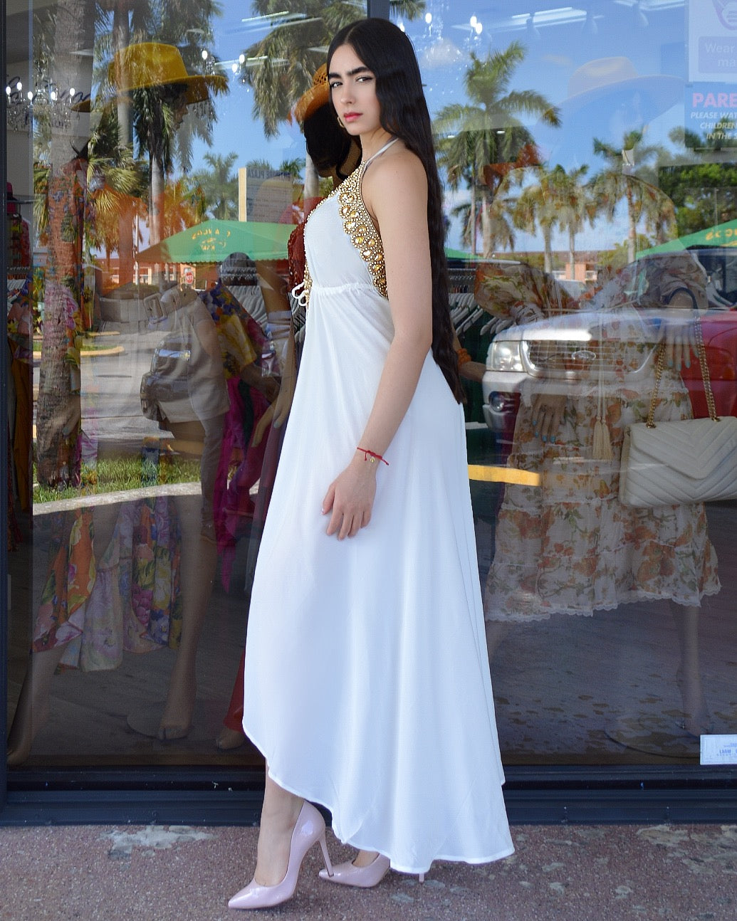 Exclusive Taste Embellished Maxi Dress White