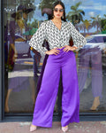 Comes To Style Satin Palazzo Pants Purple - Flattering Fit With No Stretch For Elegant Comfort