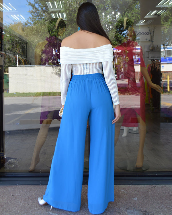 Over Me Chiffon Palazzo Pants Blue