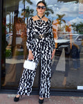 Let You Take Control Jumpsuit Black And White - Elegant Evening Chic With Adjustable Waist For Figure Flattering Look