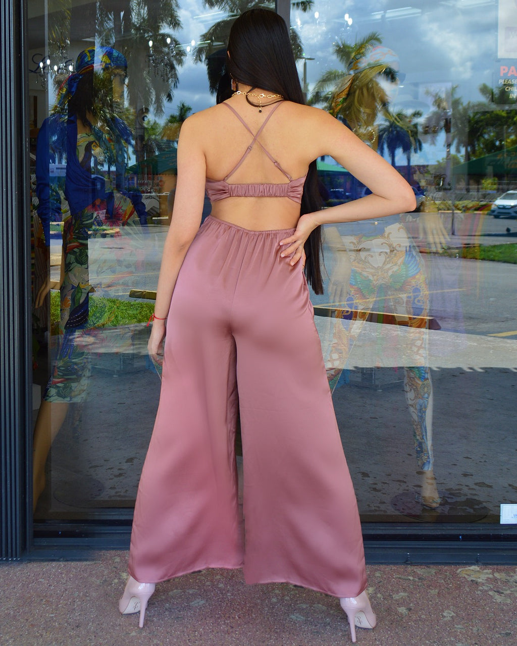 Days Ahead Satin Jumpsuit Rose Mauve - True to Size Fit for Flattering Silhouette