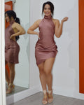 Mauve Satin Mini Dress Made From One Hundred Percent Satin No Stretch Ideal For Any Event Night Out