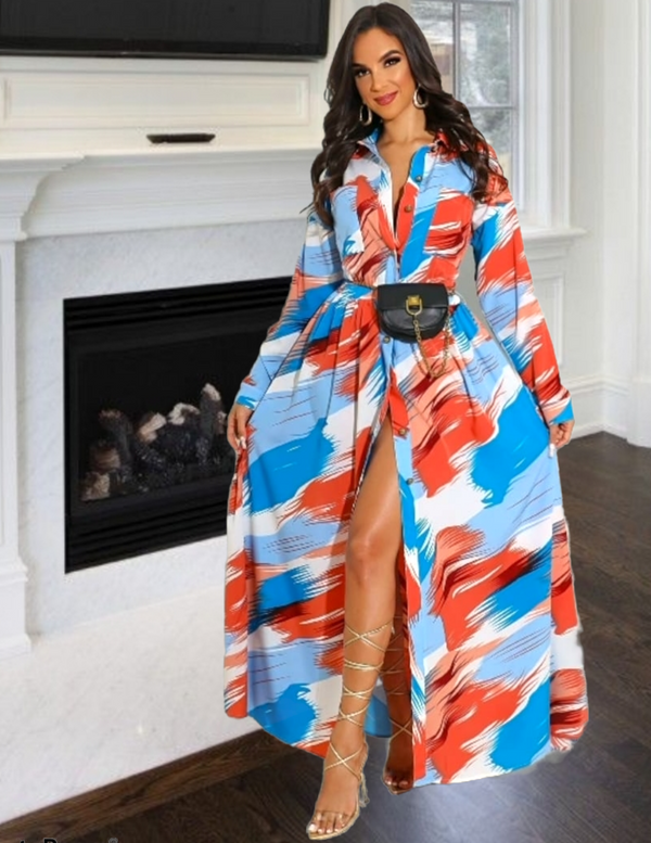 Gorgeous Lady Long Sleeve Maxi Dress - La Epoca Fashion 