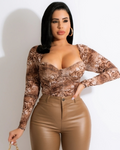 Knot Yours Bodysuit - Mesh And Polyester With Stretch For A Flattering, Figure-Hugging Fit