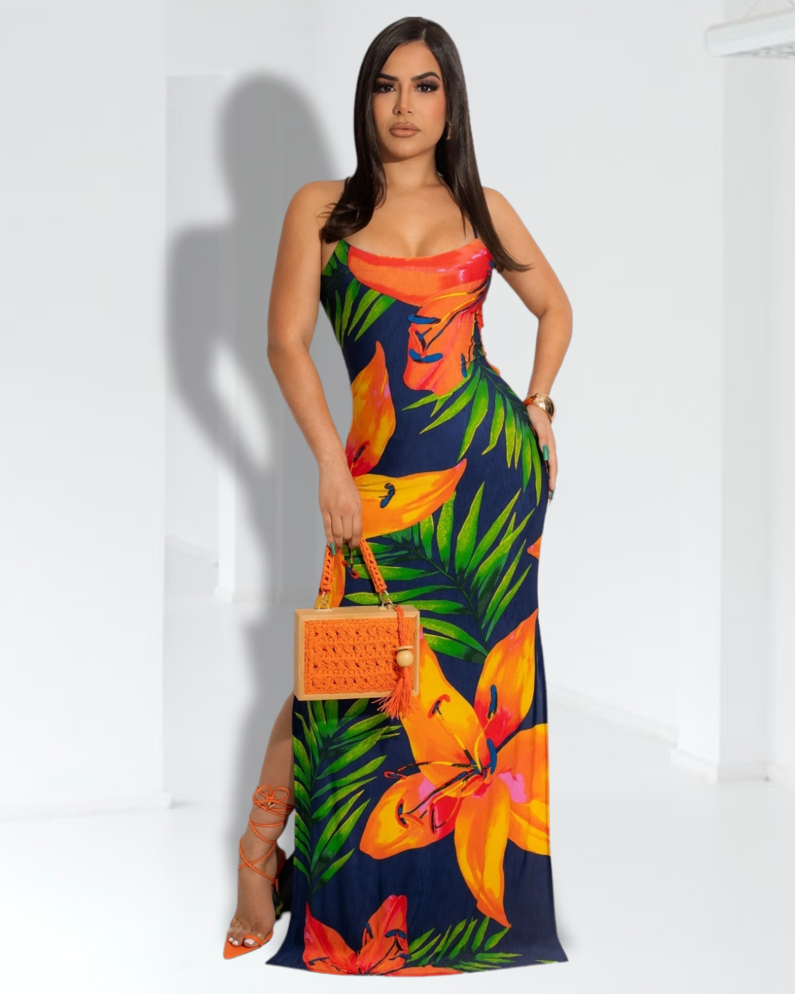 Secret Beauty Floral Maxi Dress Navy