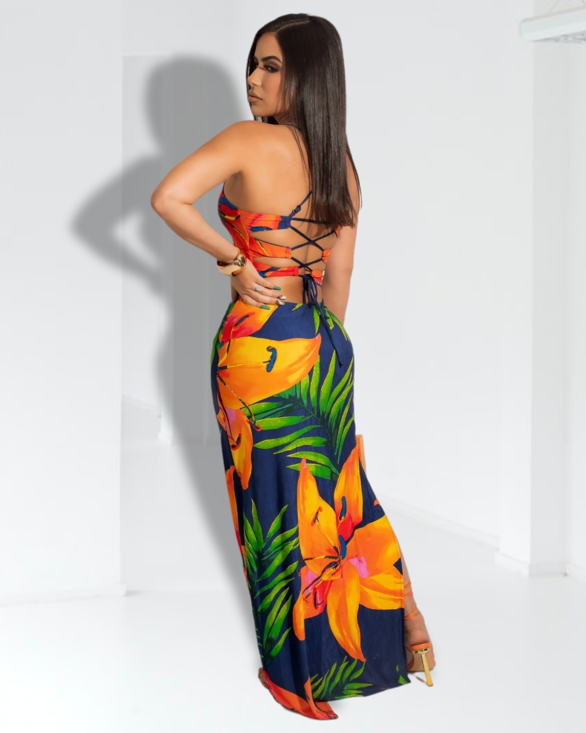 Secret Beauty Floral Maxi Dress Navy