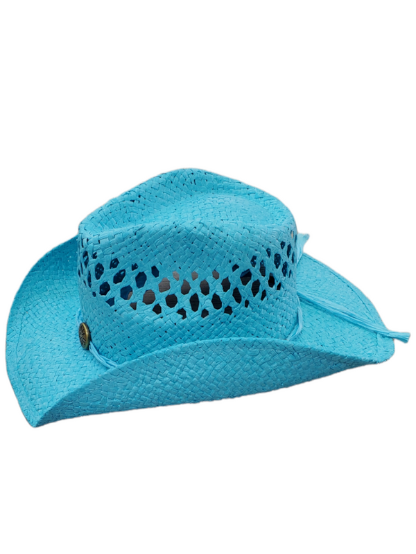 Weekend Vibes Cowgirl Straw Hat Blue