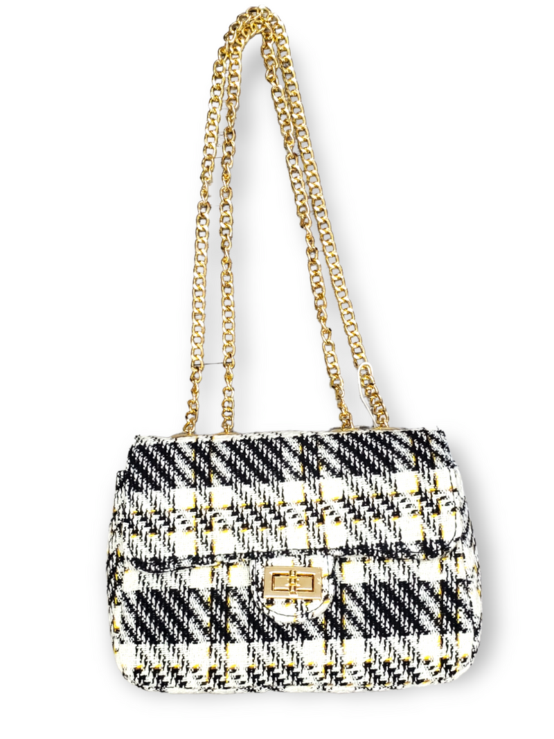 On Point Wool Blend Bag White and Black