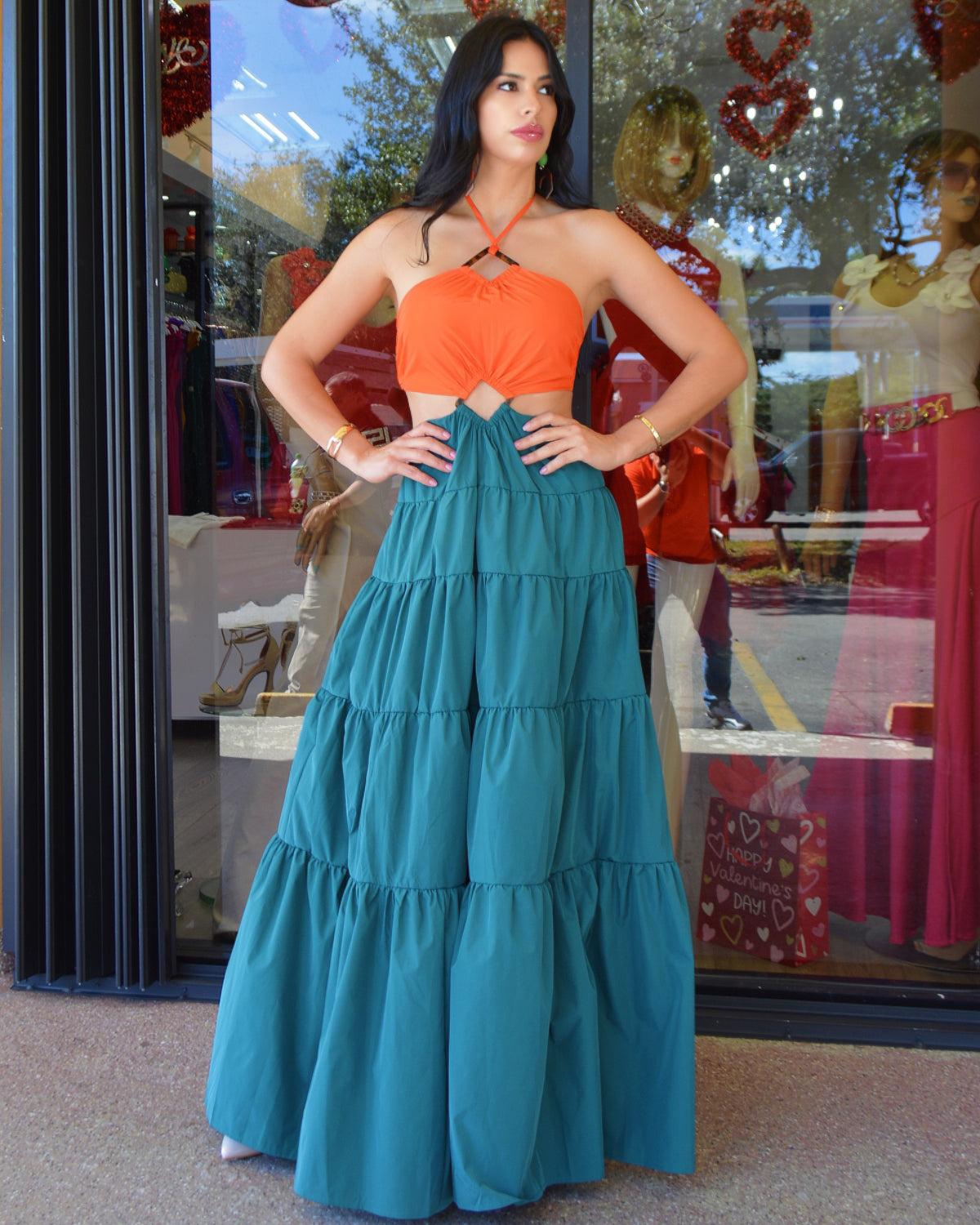 titta maxi dress A Bit Extra Two Tone Cape Fabric tone cape silhouette with Sweater Scoop Neck, Sia YGroup_MD1997 Color:Satin Rose Petal