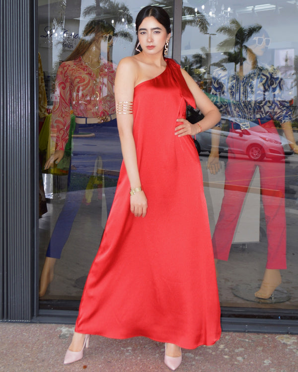 Make It Special One Shoulder Maxi Dress Red