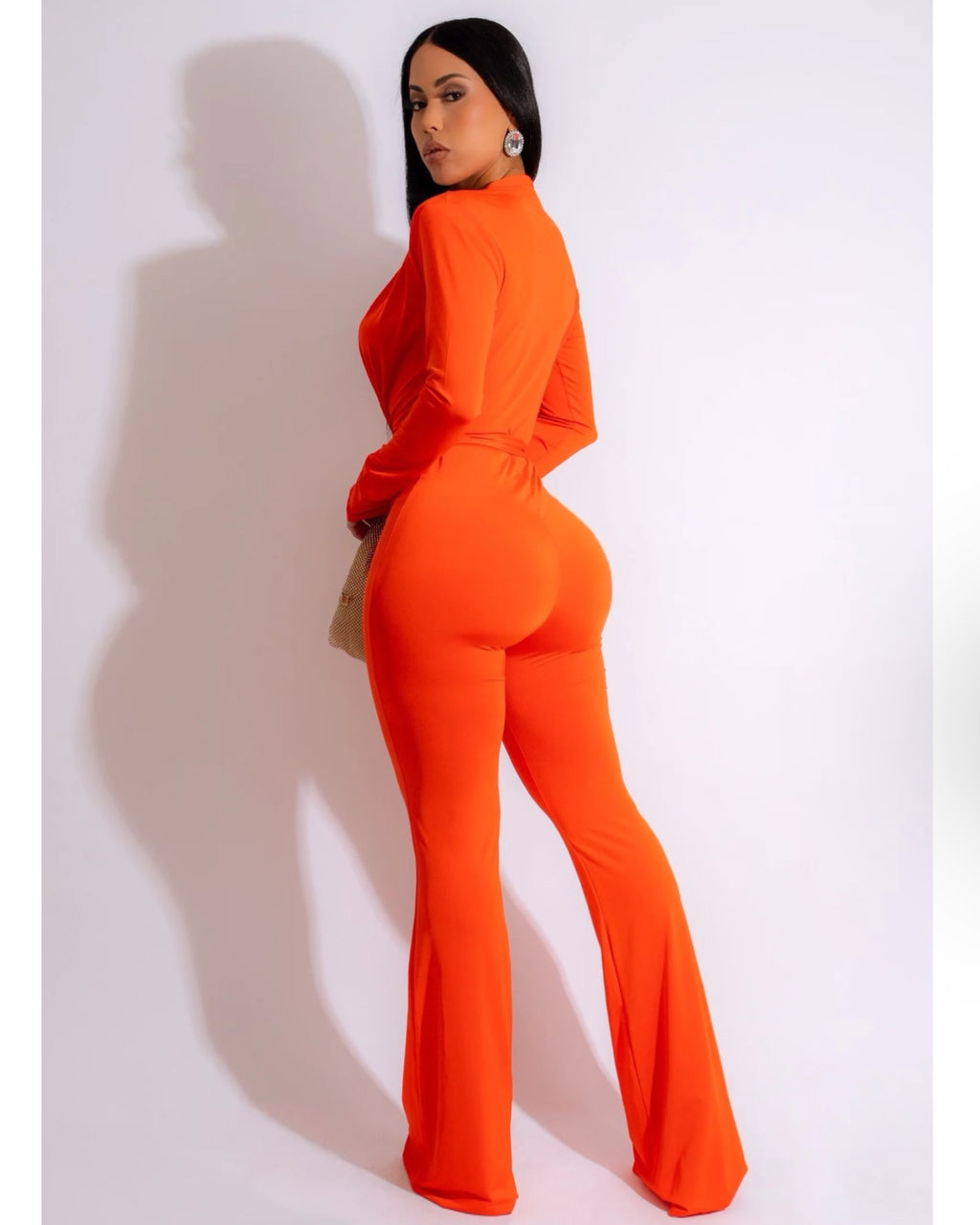 Awaiting On You Dear Jumpsuit In Bold Orange For Evening Wear With Comfortable Stretch And All Night Confidence
