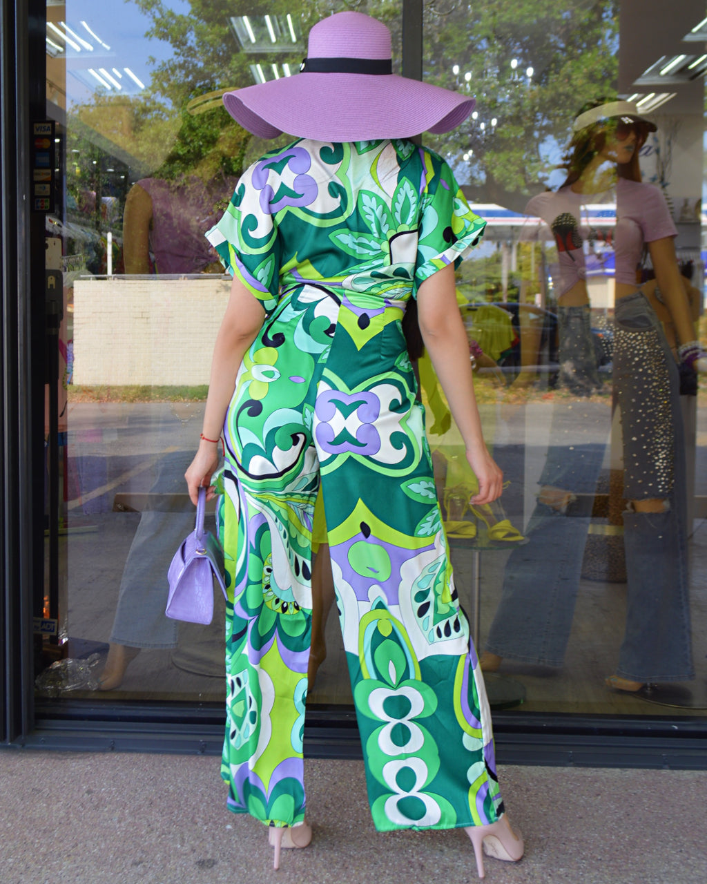 Discover Paradise Printed Jumpsuit Green - Breathable Chiffon Cotton Blend No Stretch Comfort
