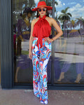 Ahead Of You Multicolor Palazzo Pants Wide Leg Silhouette Polyester Non Stretch With Structured Draped Fit