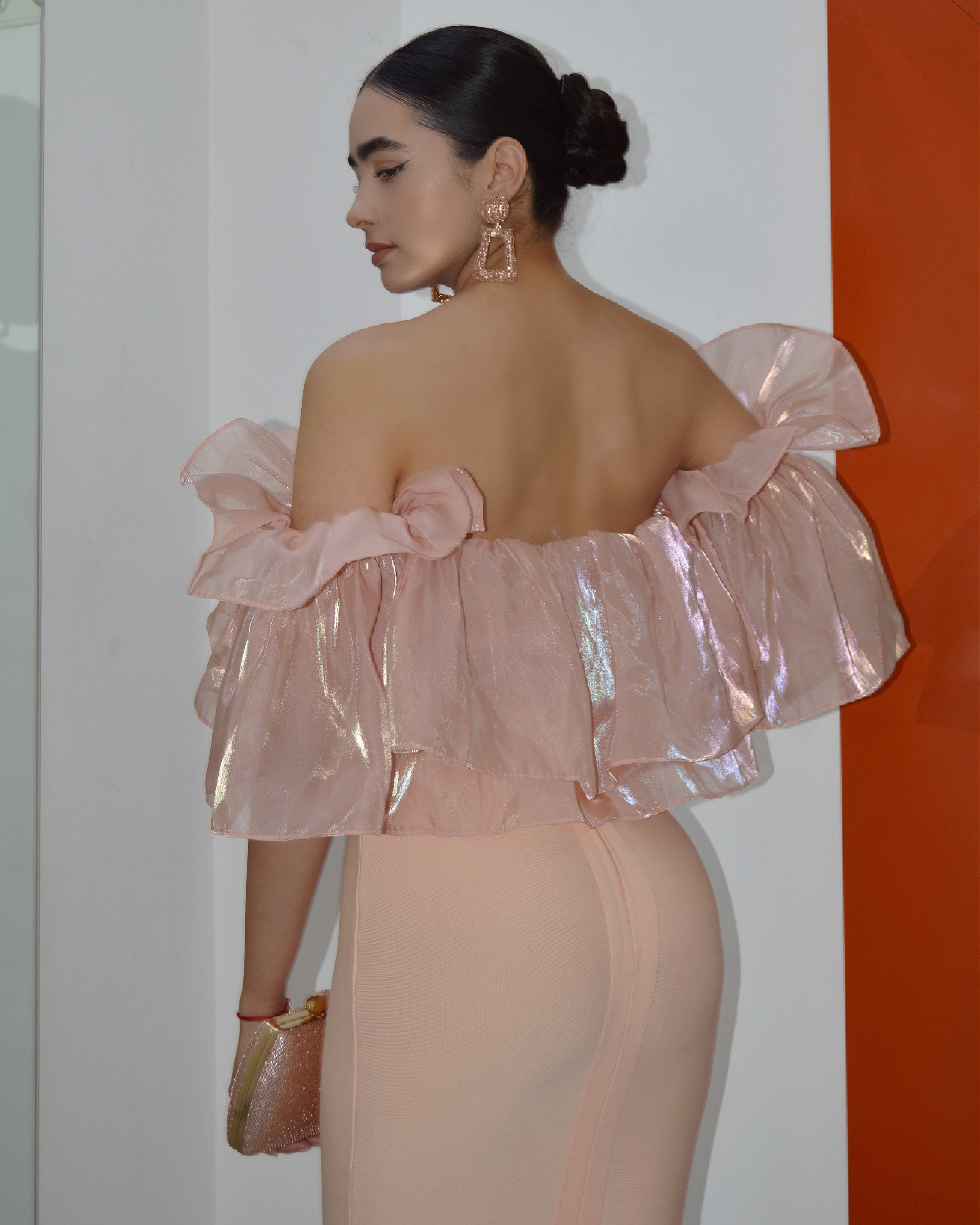 Those Around Me Organza Ruffle Blouse Blush