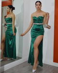 Always Glam Rhinestone Embellished Gown Dress Deep Green Formal Evening Wear For Black Tie Events